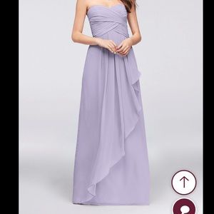 Strapless Crinkle Chiffon Dress w/ Cascade Skirt